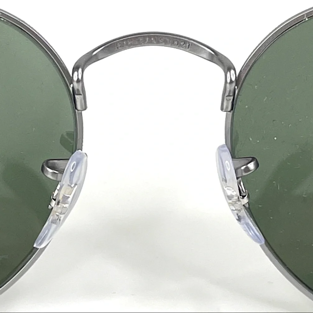 RAY BAN Icons 53mm Retro Round Metal Sunglasses NEW Matte Gunmetal Crystal Green